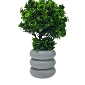 ( Artificial Green Rose Flower Plant in Elegant Grey Decorative Pot )