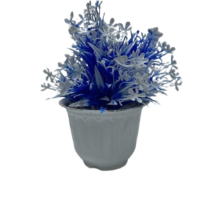 Kohinoor bonsai ( Premium Artificial Blue & White Decorative Flower Arrangement in Grey Pot )