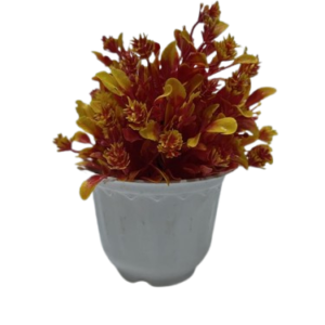 Kohinoor bonsai ( Premium Artificial Red & Golden Green Bonsai Plant in Decorative Grey Pot )