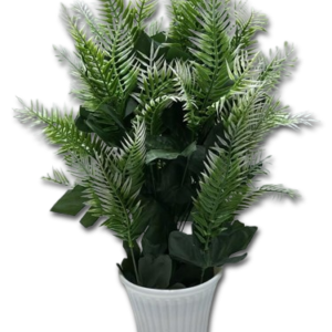 ( Artificial Green Panja Grass Plant in White Decorative Pot )