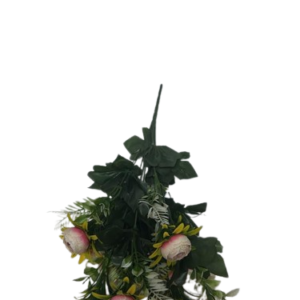 Elegant Pink Peony Artificial Flower Bunch with Lush Green Foliage