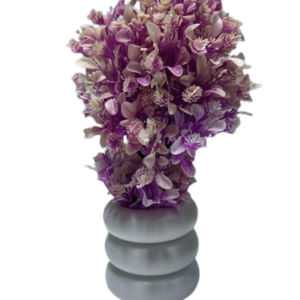 Ring Filler ( Premium Artificial Purple Ring Filler Flower Bouquet with Decorative Grey Vase )