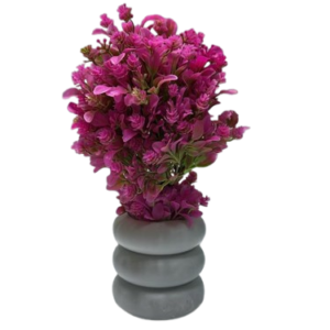 Premium Artificial Magenta Pink Ring Filler Flower Arrangement with Decorative Grey Vase