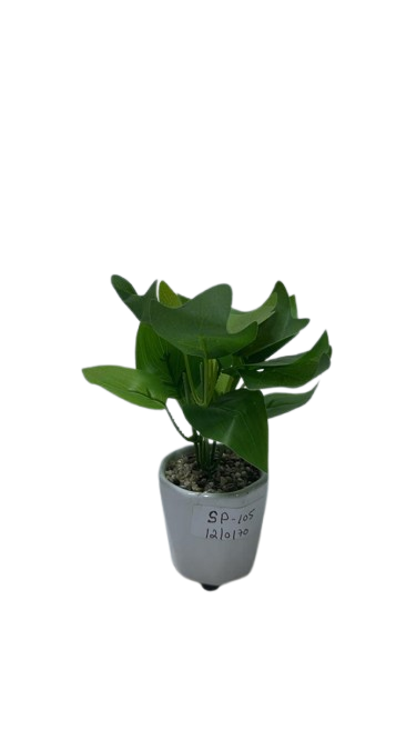SP105 ( Premium Artificial Green Philodendron Plant with Decorative Grey Pot )