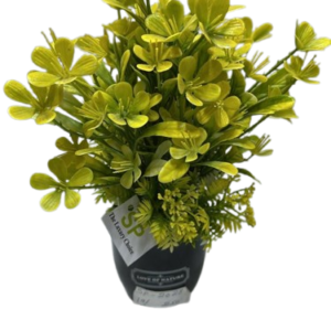 SP2028 ( Artificial Yellow-Green Bush Plant in Black Decorative Pot )