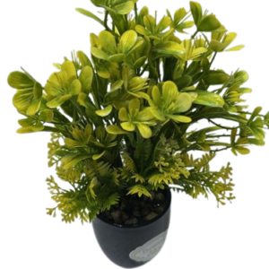 SP2028 ( Artificial Yellow-Green Bush Plant in Black Decorative Pot )