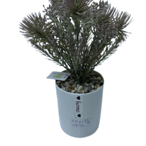 SP2134  ( Artificial Grey-Green Succulent Bush Plant in White Decorative Pot )