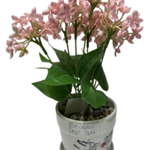 SP2501 ( Artificial Pink Lilac Flower Arrangement in White Decorative Pot )