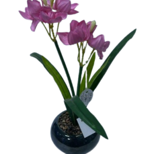 SP3011 ( Artificial Purple Freesia Flower Plant in Black Decorative Pot )