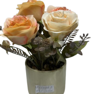SP5048 ( Elegant Artificial Rose Flower Arrangement in Decorative Ceramic Pot )