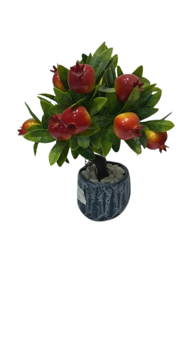 YS22055 ( Artificial Pomegranate Fruit Decorative Plant in Premium Textured Pot )