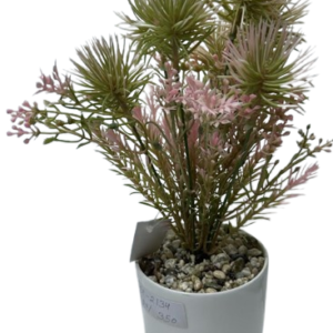 YS2317 ( Elegant Artificial Greenery Plant with Pink Flowers in White Decorative Pot )