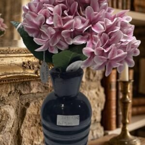 369 ( Artificial Pink Hydrangea Flower Bouquet in Black Decorative Ribbed Vase )