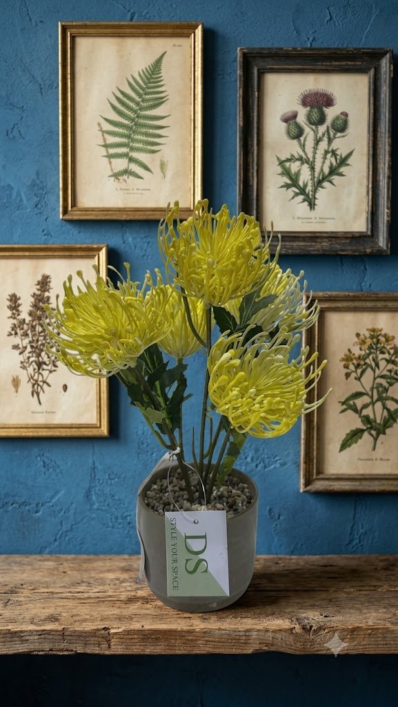00279 ( Premium Yellow Spider Chrysanthemum Artificial Floral Arrangement in Ceramic Pot )